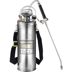 3Gal Stainless Steel Sprayer, Set with 20" Wand& Handle& 3FT Reinforced Hose, Hand Pump Sprayer with Pressure Gauge&Safety Valve, Adjustable Nozzle Suitable for Gardening and Sanitizing
