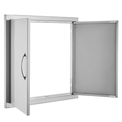 BBQ Access Door, 26W x 24H Inch Double Outdoor Kitchen Door, Stainless Steel Flush Mount Door, Wall Vertical Door with Handles, for BBQ Island, Grilling Station, Outside Cabinet