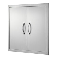 BBQ Access Door, 26W x 24H Inch Double Outdoor Kitchen Door, Stainless Steel Flush Mount Door, Wall Vertical Door with Handles, for BBQ Island, Grilling Station, Outside Cabinet