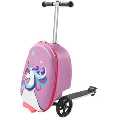 Ride-on Luggage 20-inch Kids Scooter Suitcase with Flash Wheels Purple