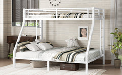 Metal Twin XL over Queen Bunk Bed for Teens and Adults,Space-Saving/Noise Reduced/No Box Spring Needed, White