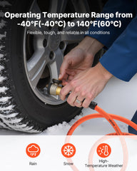 Air Hose, 1/4" x 25ft Hybrid Air Hose, Lightweight, Kink Resistant, Pneumatic Hoses with 1/4 inch Solid Brass Male Fittings, Three-Layer Hybrid Material, 300 PSI, All-Weather Flexibility, Orange