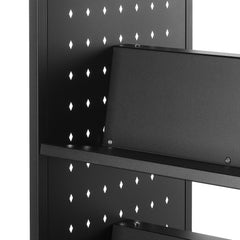 3-Tier Rolling Book Cart Double Sided W-Shaped Shelves Book Truck in Black
