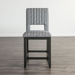 Transitional Style 2pc Counter Height Chair Padded Seat And Back Blue Gray Finish Dining Room