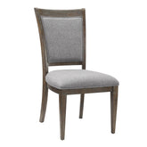 Koa 26 Inch Set of 2 Side Dining Chairs, Gray Polyester, Driftwood Brown