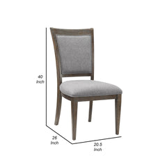 Koa 26 Inch Set of 2 Side Dining Chairs, Gray Polyester, Driftwood Brown