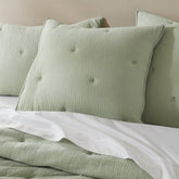1-Piece Euro Sham Cotton Gauze Embroidered Euro Sham,Sage