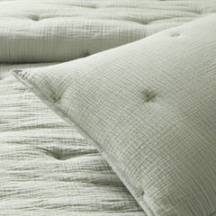 1-Piece Euro Sham Cotton Gauze Embroidered Euro Sham,Sage