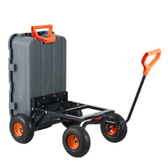 Dump Cart, Poly Garden Dump Cart with Easy to Assemble Steel Frame, Dump Wagon with 2-in-1 Convertible Handle, Utility Wheelbarrow 800 lbs Capacity, 10 inch Tires