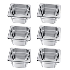 6 Pack Stainless Steam Hotel Pans, 1/6 Size Table Steam Pan, 4 Inch Deep, Anti Jam Restaurant Supplies Reusable Rustproof Catering Storage for Home, Party, Restaurant, Hotel, Buffet