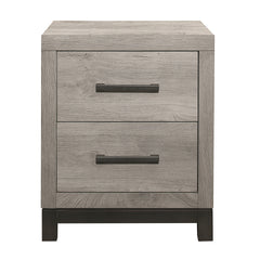 Attractive Gray Finish 1pc Nightstand of 2x Drawers Metal Bar Hardware Premium Melamine Board Wooden Bedroom Furniture
