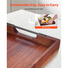 Serving Tray 17x12.2 Inch Acacia Food Serving Table Laptop Desk with Handles