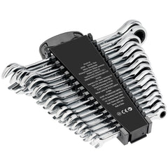Combination Wrench Set 16-Piece Metric 8 mm to 24 mm with Organizer Rack