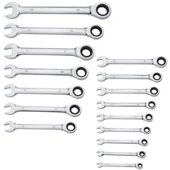 Combination Wrench Set 16-Piece Metric 8 mm to 24 mm with Organizer Rack