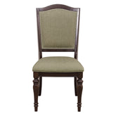 Dark Cherry Finish Dining Chairs Set of 2 Upholstered Seat and Back Nailhead Trim Wooden Furniture Side Chairs Set