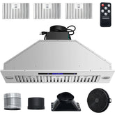 Insert Range Hood, 900CFM 4-Speed, 36 Inch Stainless Steel Built-in Kitchen Vent with Touch & Remote Control LED Lights Baffle Filters, Ducted/Ductless Convertible, ETL Listed