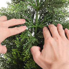 Artificial Topiary Cedar Trees, 36 inch 2 Set Faux Pine Shrubs Plants, Fake Silk Tree Look Real, Easy Assembly for Decor Front Porch Outdoor Patio Garden Balcony Backyard Indoor Office