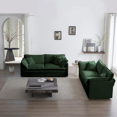 2 - Piece Living Room Set , 2 Pieces Upholstered Loveseat and Couch for Home Office Lounge, Sofa Set of 2, 2-Piece (2+2 Seat) Couch Set For Living Room ,Green Chenille