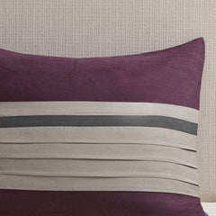 7 PC Pieced Faux Suede Comforter Set Purple King
