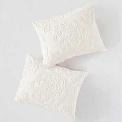 2 Piece Cotton Chenille Comforter Set Off-White Twin/Twin XL