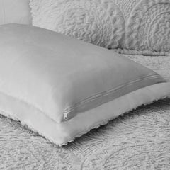 Full/Queen Embroidered Medallion Faux Fur Ultra Plush Comforter Mini Set