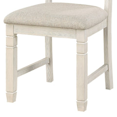 Anji 24 Inch Side Dining Chairs Set of 2, Curved Back, Beige Polyester Cushioned Seat