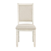 Anji 24 Inch Side Dining Chairs Set of 2, Curved Back, Beige Polyester Cushioned Seat