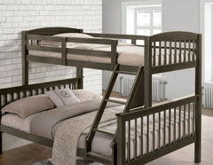 Transition Twin Full Bed With Slat Design And Angled Ladder, Gray