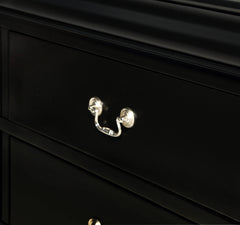 1pc Black Finish Two Drawers Louis Philip Nightstand Solid Wood Contemporary & Simple Style