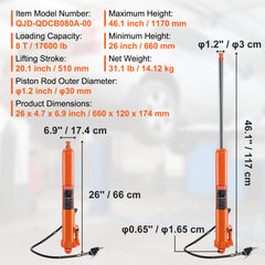 Hydraulic Long Ram Jack 8Ton Clevis Base Engine Hoist Cylinder Single Pump