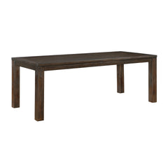 7pc Dining Set Dark Brown Finish Table and Blue Fabric Upholstered 6x Side Chairs Wooden Modern Dining Kitchen Furniture
