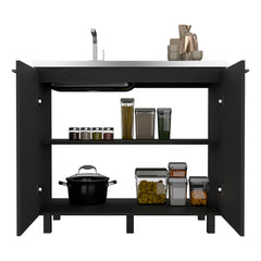 Utility Sink Cabinet Burwood, Kitchen, Black