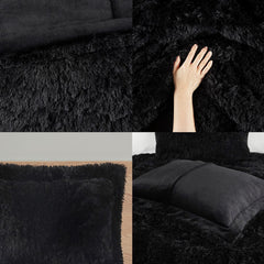 King/Cal King Shaggy Long Fur Comforter Mini Set