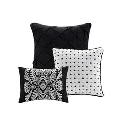 7 Piece Cotton Printed Comforter Set Black King