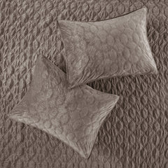 3 Piece Velvet Quilt Set Taupe King/Cal King
