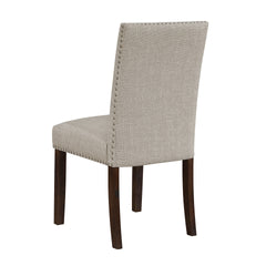 Classic 5pc Dining Set Dark Brown Finish Table and 4x Side Chairs Comfort Upholstery Taupe Dining Kitchen Furniture