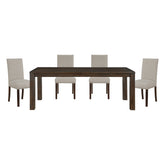 Classic 5pc Dining Set Dark Brown Finish Table and 4x Side Chairs Comfort Upholstery Taupe Dining Kitchen Furniture
