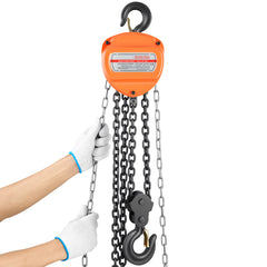 Hand Chain Hoist 4400 lbs Capacity 10 ft Manual Chain Block with G80 Chain