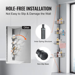 56" to 114" High Shower Corner Caddy Tension Pole Rust-Proof Tension Pole