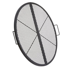 X-Marks Fire Pit Grill Grate, Foldable Round Cooking Grate, Heavy Duty Steel Campfire BBQ Grill Grid with Handle and Support X Wire, Portable Camping Cookware for Outside Party, 36 Inch Black