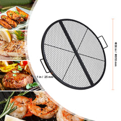 X-Marks Fire Pit Grill Grate, Foldable Round Cooking Grate, Heavy Duty Steel Campfire BBQ Grill Grid with Handle and Support X Wire, Portable Camping Cookware for Outside Party, 36 Inch Black