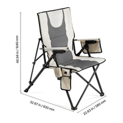 Heated Camping Chair, 3 Heat Settings, High Back Folding Camping Chair, Supports 260lbs, Full Padded Beach Chairs with Armrest & Cupholder, Portable Lawn Chairs for Outdoor Sports Travel