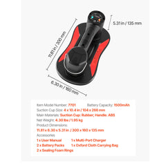 Electric Vacuum Suction Cup, 375 lbs Max Lifting Capacity, Vacuum Glass Lifter with Digital Display, Heavy Duty Tile Suction Cup Tool for Lifting Tile, Granite, Wood, Paver, Drywall, Windows