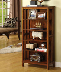 Transitional Media Shelf Five Convenient Open Shelves, Oak