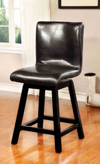 Contemporary Style 2pc Counter Height Chair Leatherette Upholstered Padded Seat Black Finish Dining Room