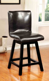 Contemporary Style 2pc Counter Height Chair Leatherette Upholstered Padded Seat Black Finish Dining Room