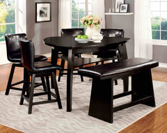 Contemporary Style 2pc Counter Height Chair Leatherette Upholstered Padded Seat Black Finish Dining Room