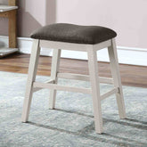 Set of 2pc Counter Height Stool Off White Dark Gray Finish Transitional Style Padded Fabric Seat Padded Fabric Contoured Seat