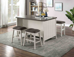 Set of 2pc Counter Height Stool Off White Dark Gray Finish Transitional Style Padded Fabric Seat Padded Fabric Contoured Seat