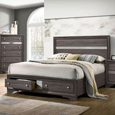Contemporary Gray Color Panel Headboard 1pc King Size Bed w Drawers Beautiful Bedroom Furniture